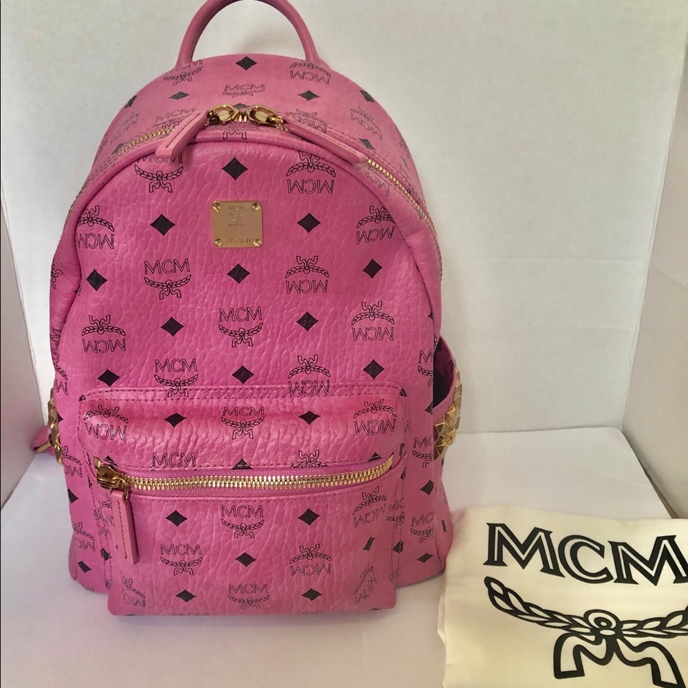 Pink Studded MCM backpack